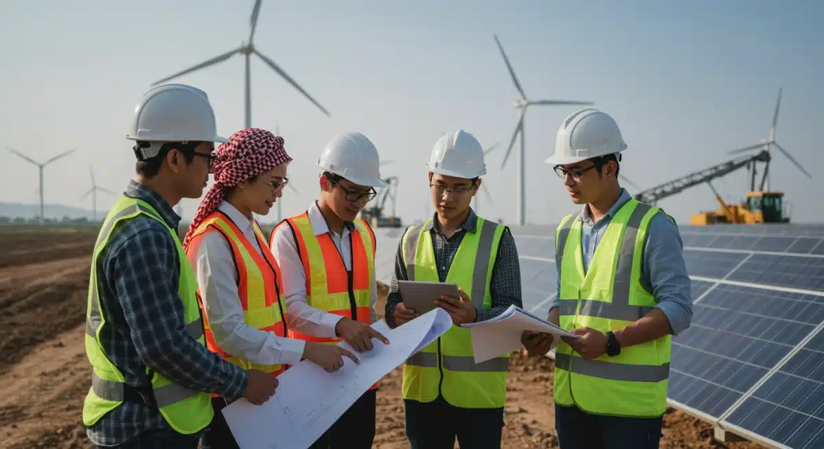 国际团队在太阳能电站项目现场合作