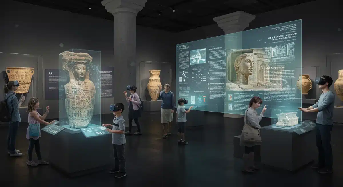 虚拟博物馆中人们通过AR/VR与AI增强的文化遗产互动。