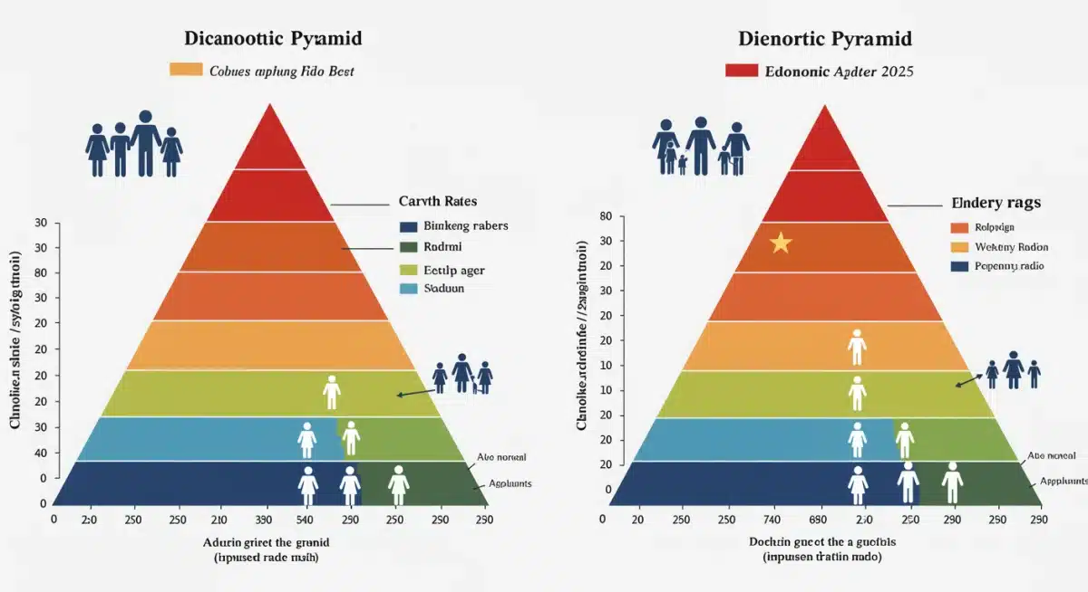 中国人口结构金字塔图，对比政策调整前后的人口年龄分布预测。