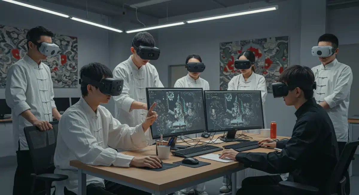 中国青年艺术家利用VR/AR技术创作数字艺术，展现文化与科技融合的创新。