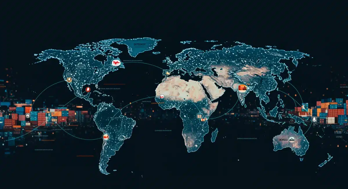 全球供应链网络中的技术瓶颈与合作节点示意图