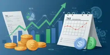 2025 Capital Gains Tax Changes: Optimize Your Investments Now Financial calendar highlighting 2025 with tax forms and investment growth charts