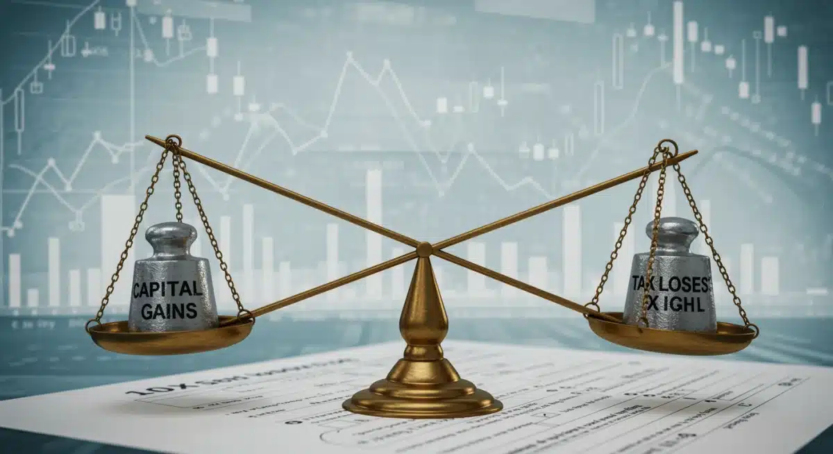 Capital gains balanced by tax losses on a financial scale