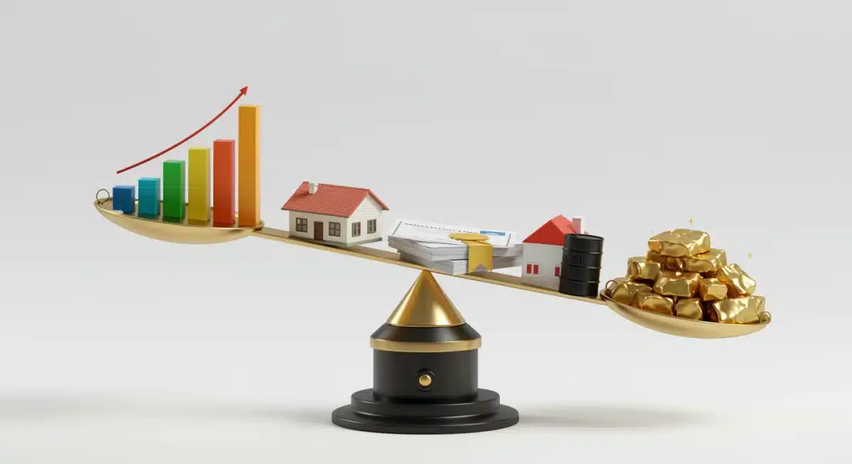 Diversified investment portfolio balancing various asset classes