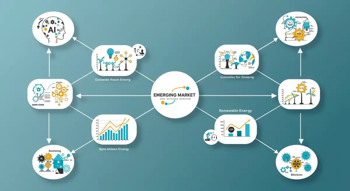 Infographic detailing interconnected emerging market sectors and growth trends