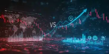 Financial market data and graphs illustrating sector-specific versus broad market ETF performance in 2025.