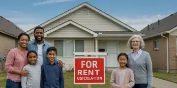 Family smiling in front of a house, symbolizing successful housing choice voucher use in 2025.