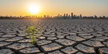 Parched earth representing global water scarcity