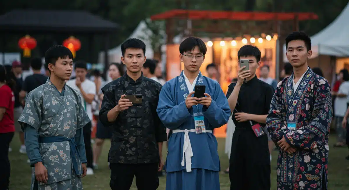 中国Z世代青年身着国潮服饰在文化活动中展现个性与认同