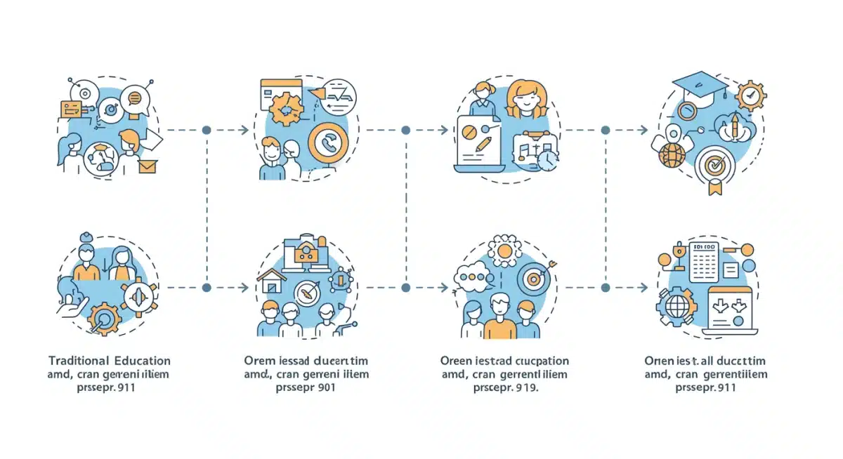 Infographic depicting micro-credentialing journey and career milestones