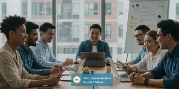 Professionals collaborating on micro-credentialing programs to boost careers