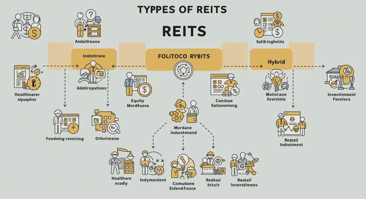 Infographic showing various types of REITs and their sector focuses for informed investment decisions.