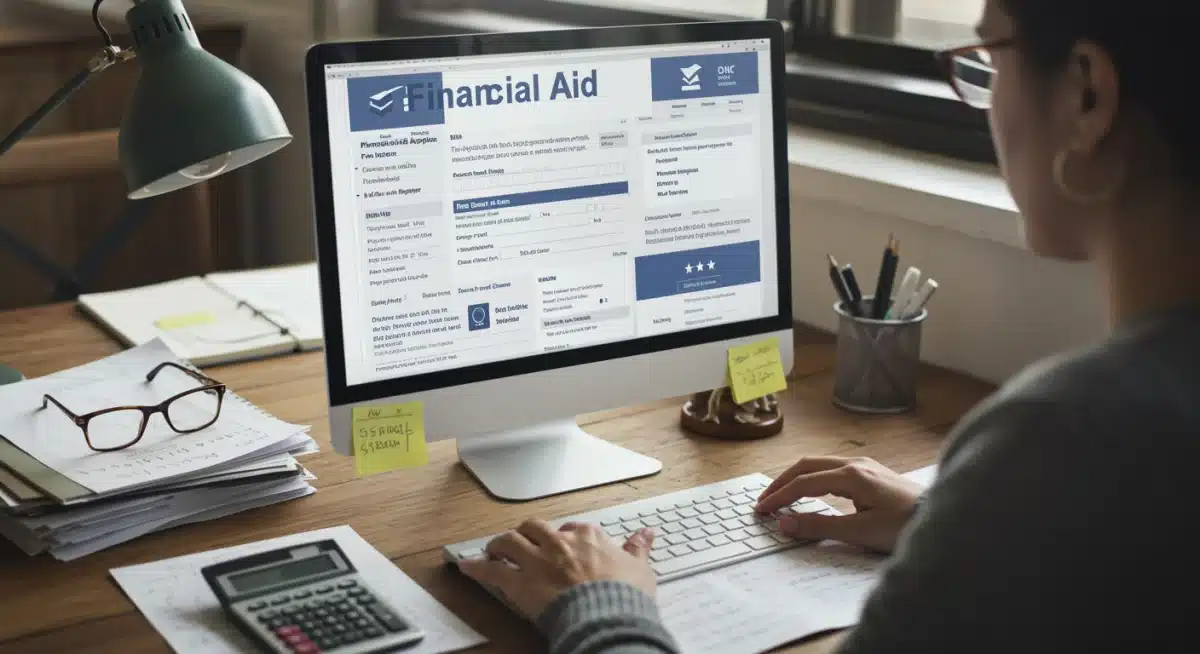 Person researching financial aid and tuition assistance programs online