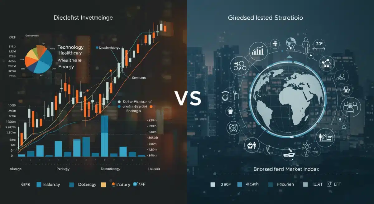 Comparison of focused sector-specific ETF portfolio versus diversified broad market ETF portfolio.