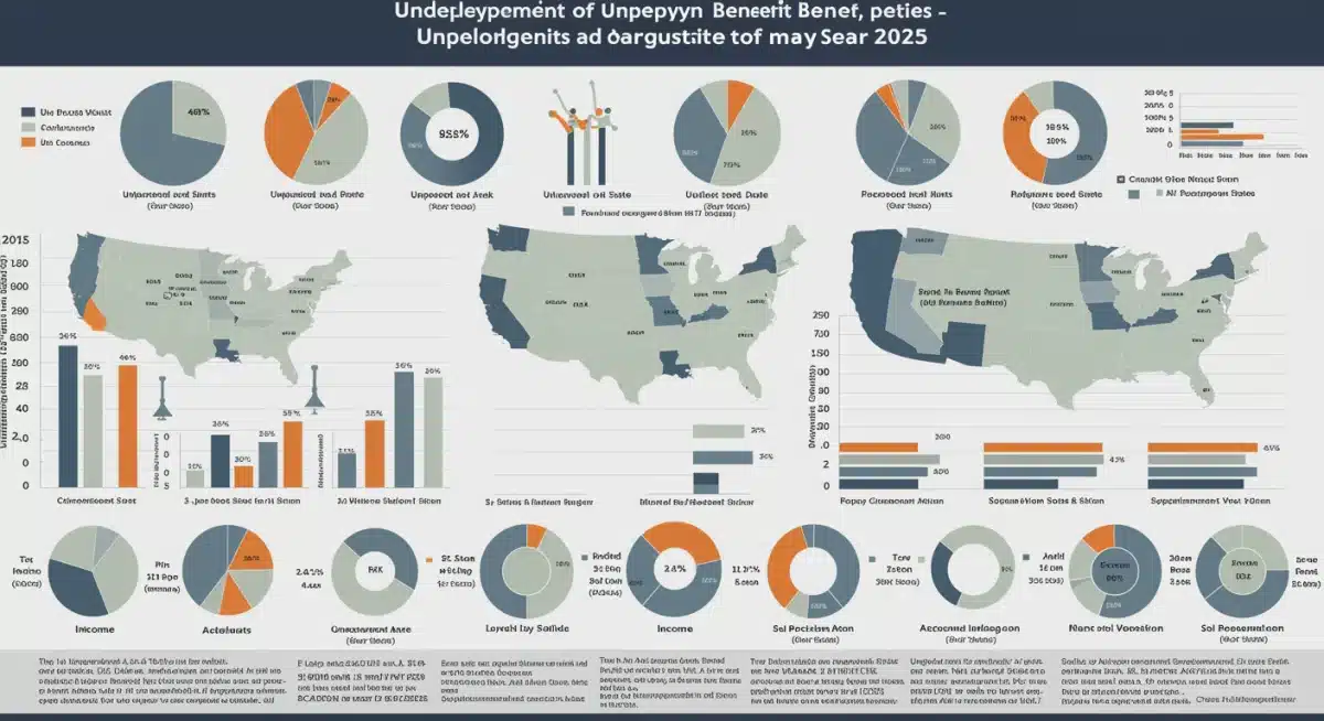 Infographic comparing state unemployment benefit criteria and payment structures 2025