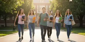 Students confidently walking on a college campus, symbolizing efficient credit transfer