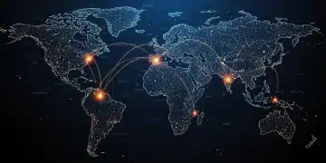 2026 Geopolitical Shifts: US Foreign Policy Outlook Futuristic world map illustrating global geopolitical shifts and international relations
