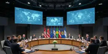 World leaders discuss climate change solutions at 2026 Global Climate Summit.