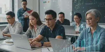 Adults learning in a modern classroom setting, symbolizing federal grants for skill development and career change.