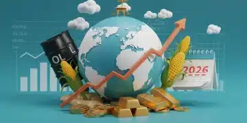 Global commodity market outlook for 2026, featuring energy and agricultural futures.