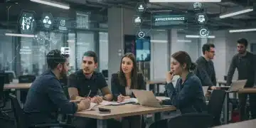 Young professionals collaborating in a modern office, symbolizing 2026 apprenticeship opportunities.