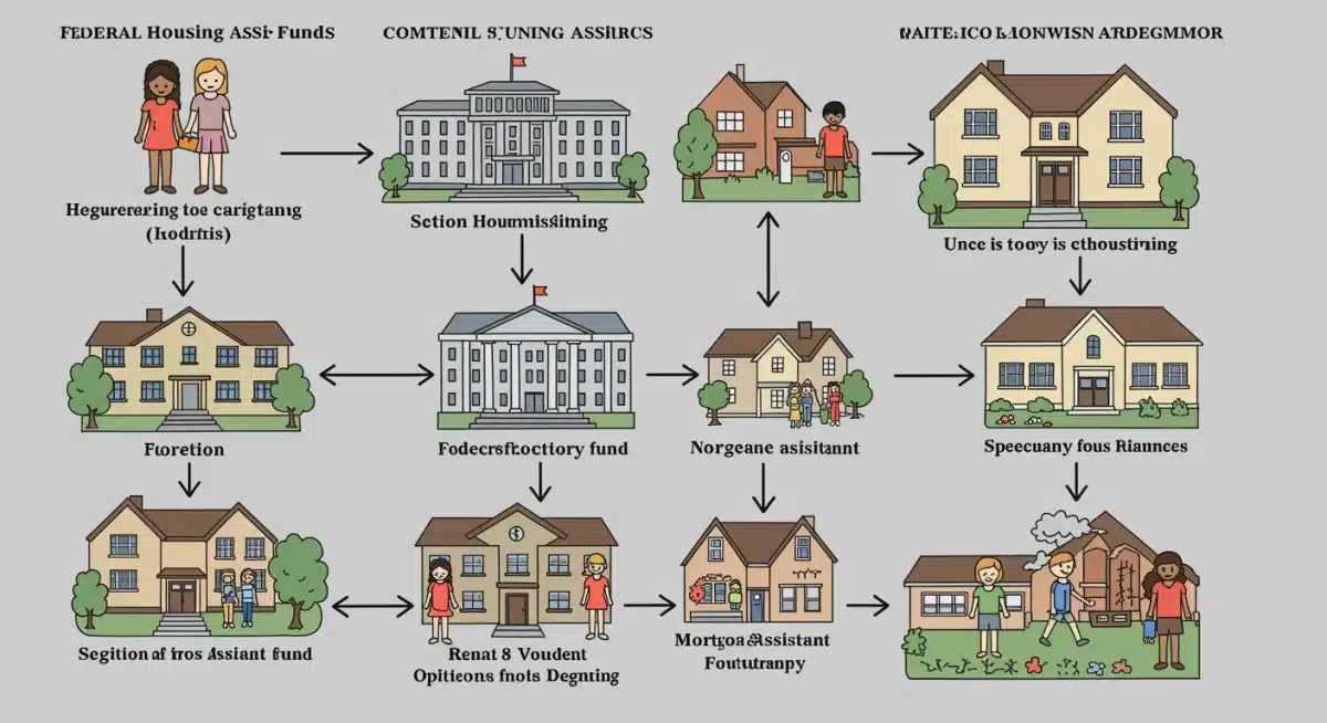 Infographic showing federal housing fund distribution for various assistance programs