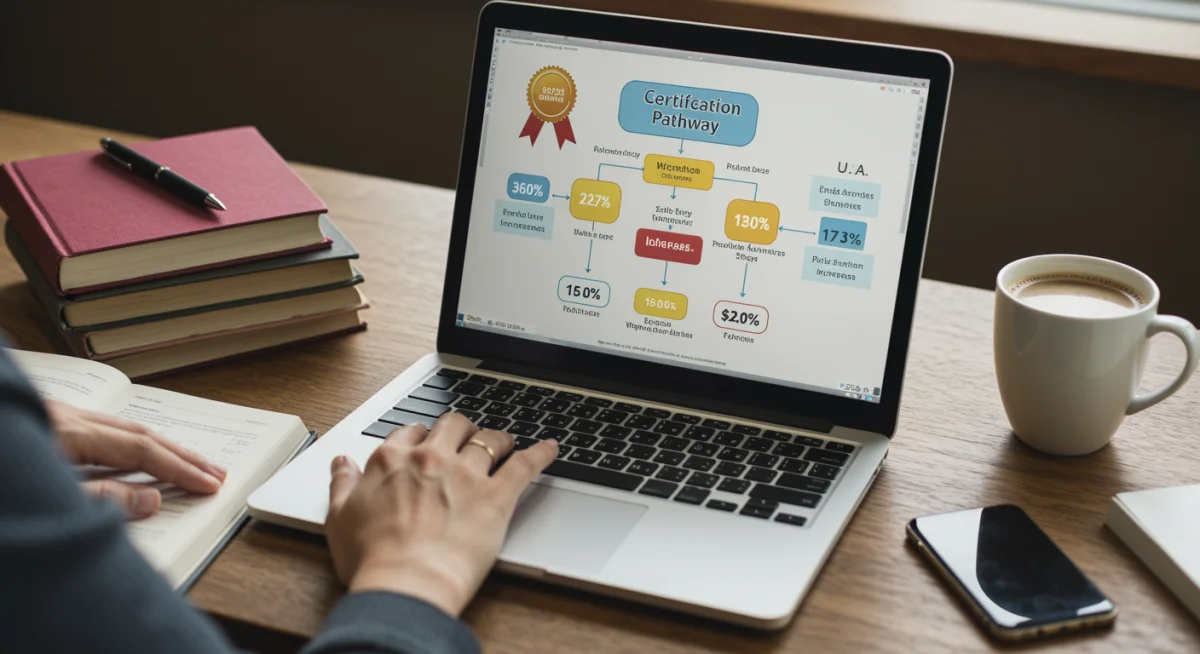 Individual studying for professional certification to increase earnings.