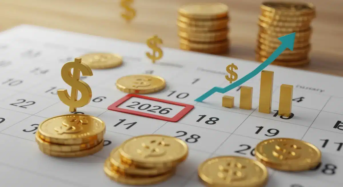 Calendar with 2026 highlighted, symbolizing future Social Security benefit adjustments.