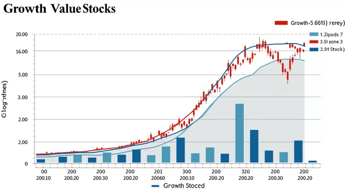 Historical performance comparison of growth and value stocks