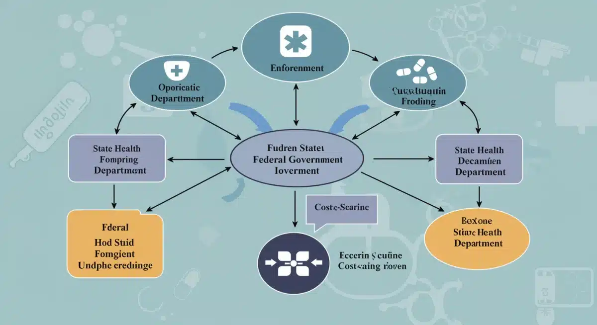 Diagram showing federal and state funding flow for Medicaid programs