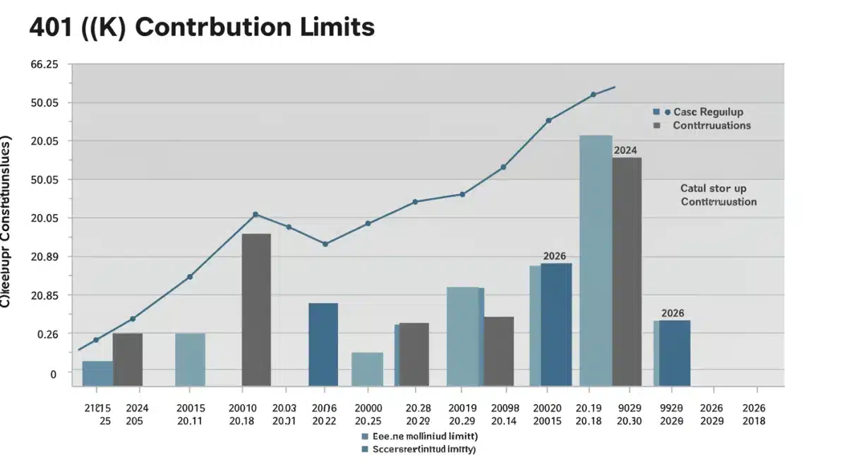 Infographic comparing 401(k) contribution limits over years, showing 2026 increases.