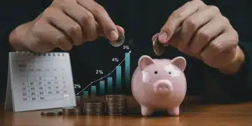 Hands placing coins into a 401(k) piggy bank with 2026 calendar, symbolizing retirement planning and growth.
