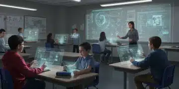 Students engaging with advanced AI learning tools in a modern U.S. classroom, 2026