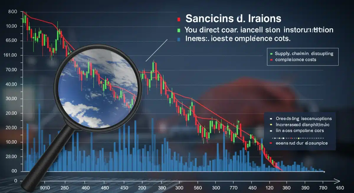 Financial chart showing economic impact of sanctions on supply chains