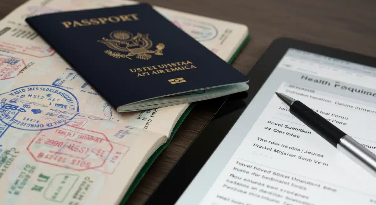 U.S. passport and digital health declaration form for international travel.