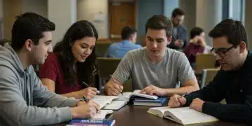 College students utilizing VA education benefits in a modern university setting