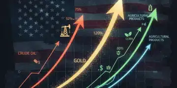 Futures trading screen displaying significant price gains across various commodity markets, with an upward trend indicating growth.