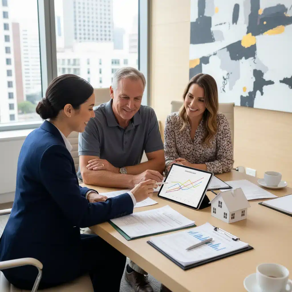 Financial advisor discussing housing options with a veteran couple