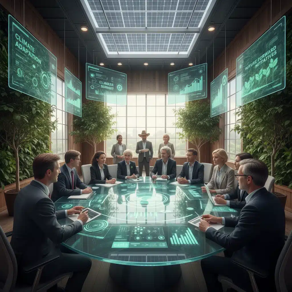 US industry leaders collaborating on climate change adaptation strategies