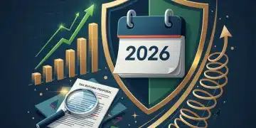 Financial planning documents and charts with a 2026 calendar, symbolizing future tax law changes and proactive investment strategies for U.S. investors.