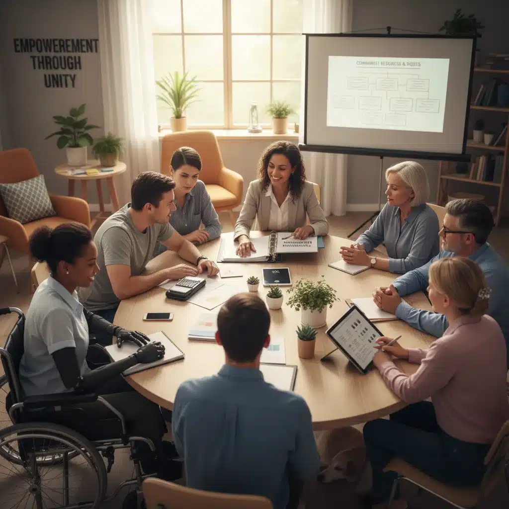 Disability support group consulting with advocate
