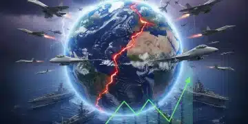 Global instability leading to increased defense spending and financial market volatility.