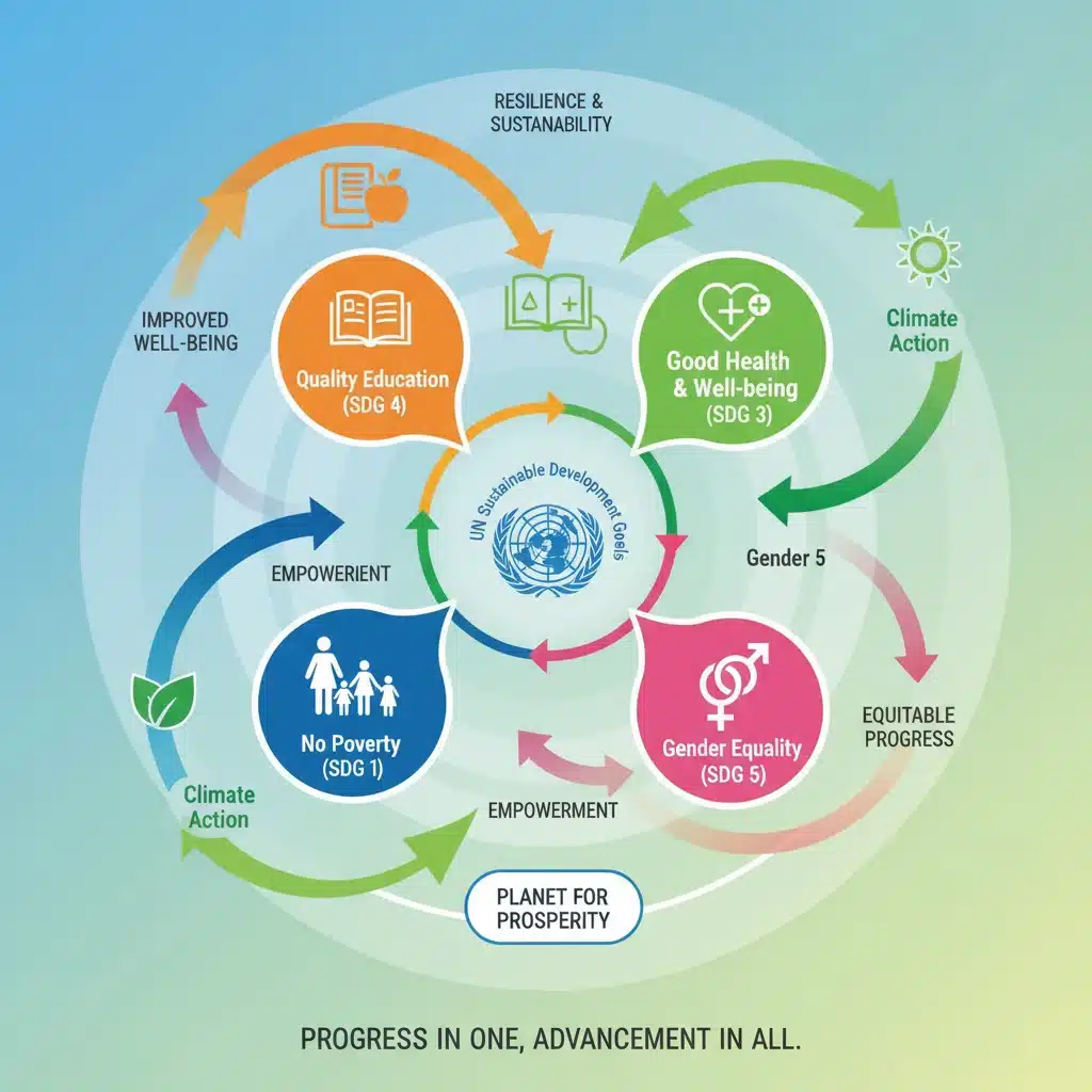 Infographic showing interconnectedness of UN Sustainable Development Goals