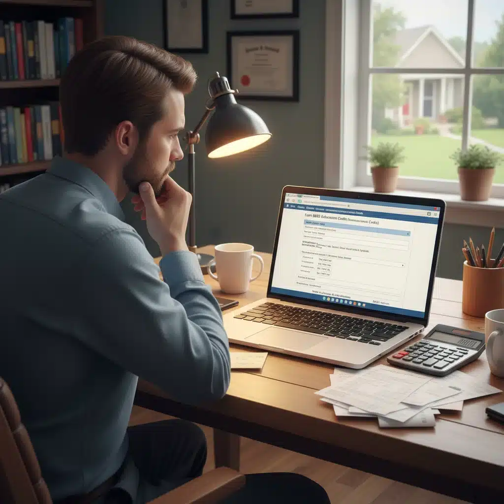 Person calculating education tax credits