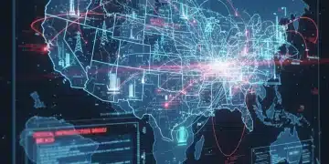 Digital map of the world with cyber attack vectors, representing global cyber warfare in 2026.
