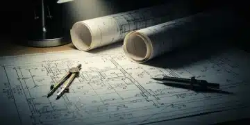 Detailed blueprint for asset allocation on an architect's table, illuminated by a single, dramatic light source, symbolizing strategic financial planning.