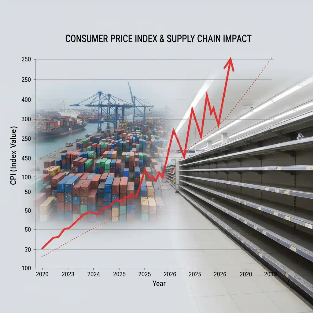 Graph showing rising consumer prices due to supply chain issues