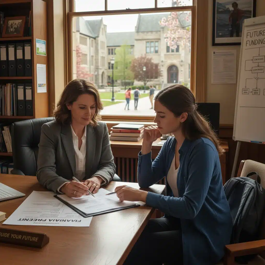 Financial aid advisor assisting a student with grant information