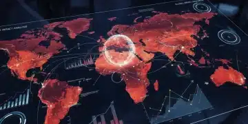 Global map highlighting geopolitical hotspots with data overlays, symbolizing critical international tensions in early 2026.
